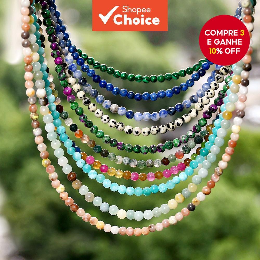 Boêmio Colorido Imitação De Pedra 4mm Corrente Colar Contas Redondas Colares Feminino Verão Amizade Jóias Férias Gargant
