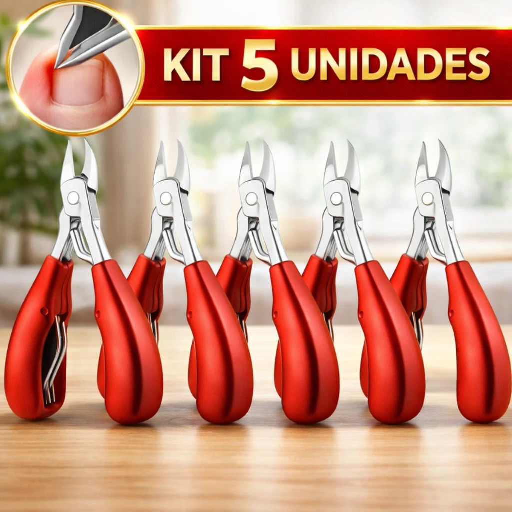 Kit De 1 Até 5 Alicates de Unha Profissional Curvado com Mola Dupla para Unhas Grossas e Corte Preciso