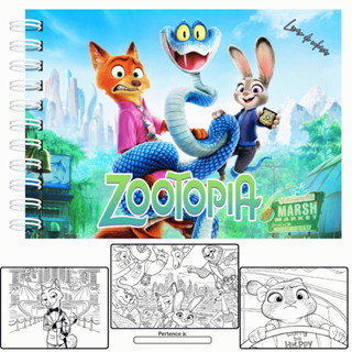 Livro de Colorir Zootopia Capa Dura A5 50 Folhas 180g + Acetato em Oferta na Shopee