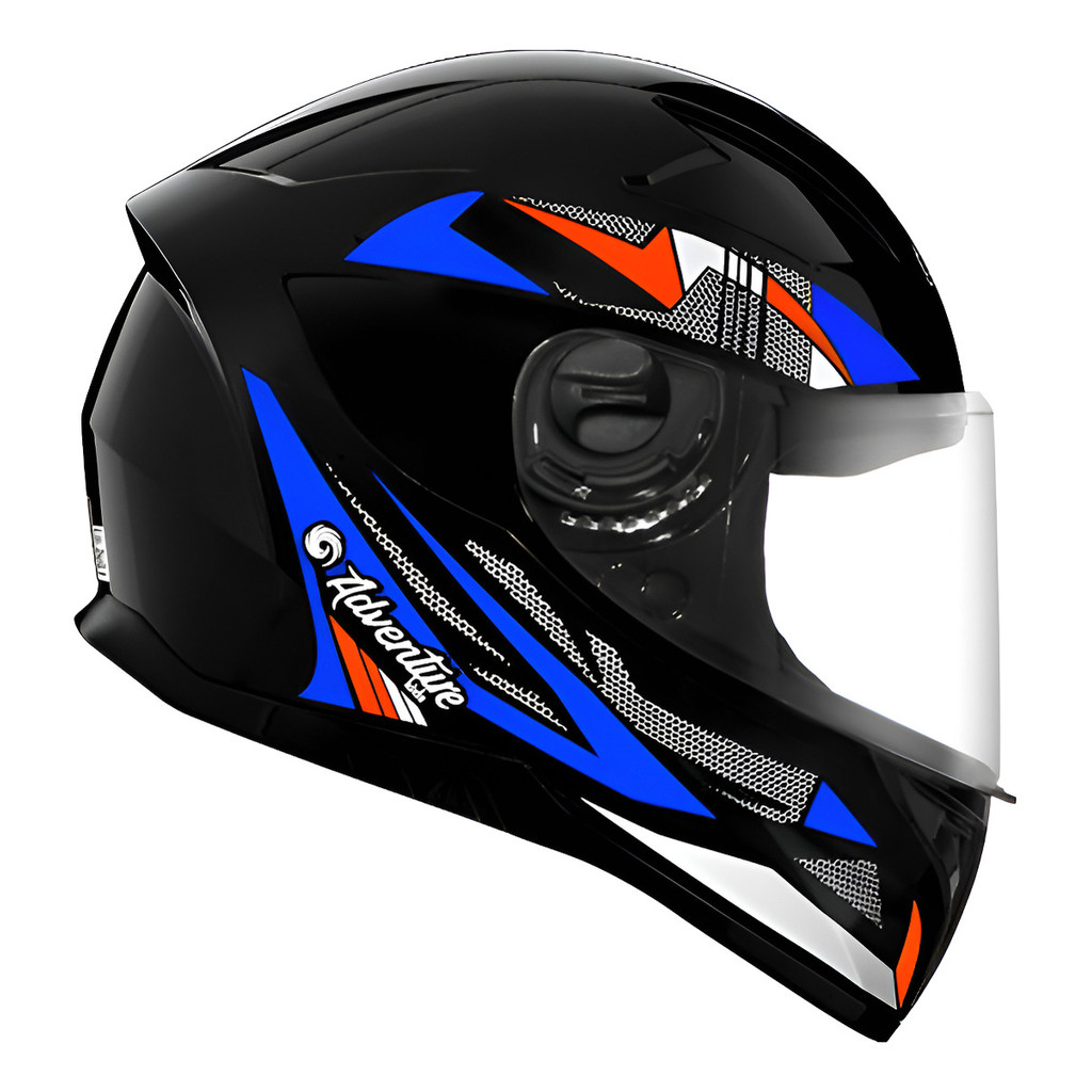 Capacete Fechado Moto Ebf Infantil Kids Adventure Preto Azul