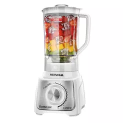 Liquidificador Turbo Mondial Branco e Inox 1200W L-1200 WI