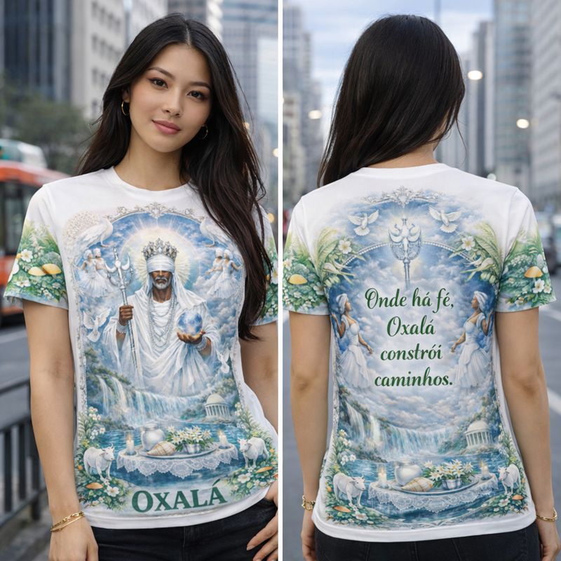 Camisa Religiosa Oxalá Camiseta Unissex Sublimada Estampa Premium