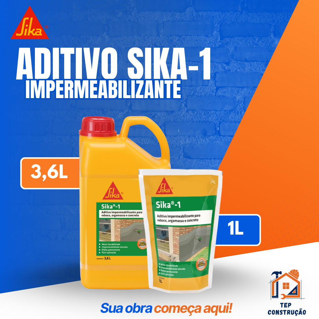 Sika 1 Aditivo Impermeabilizante Para Argamassa e Concreto 1L | 3,6L em Oferta na Shopee