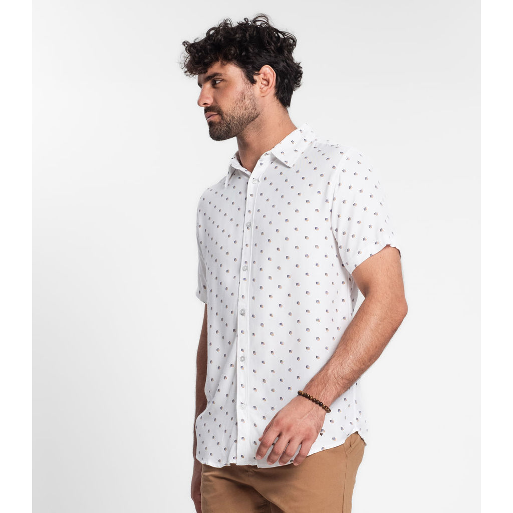 Camisa Masculina Em Viscose Diametro Branco · foto 2