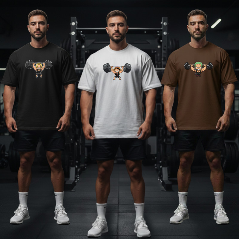 Kit 3 Camiseta Masculina Academia Treino Estampa One piece Luffy Zoro Shanks Anime