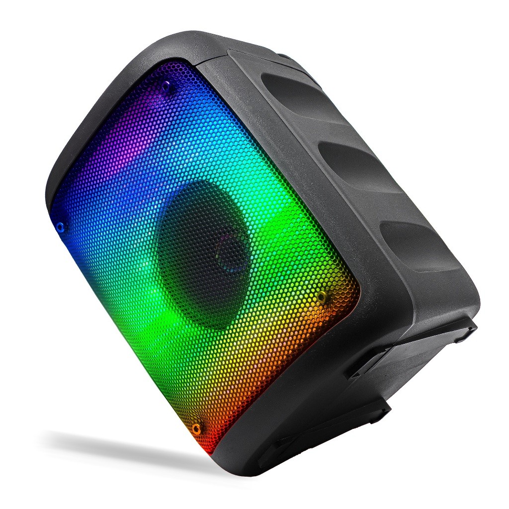 Caixa De Som Bluetooth Portátil Hi-Fi Leds RGB Suporte De Celular USB SD Radio Fm P10 Aux P2