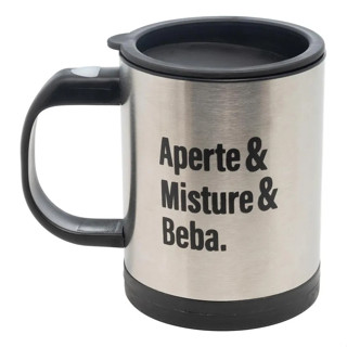 CANECA INOX COM TAMPA E MIXER 380ML LYOR em Oferta na Shopee