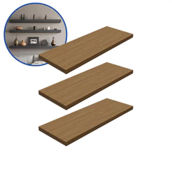Kit 3 Prateleira Freijó 40X20 + Suporte Flutuante Mdf Organizadora Decoração Cozinha Banheiro Sala