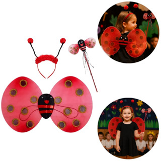Kit Fantasia Infantil Joaninha Asa Varinha Tiara Menina Vermelha Carnaval Festa Completa em Oferta na Shopee