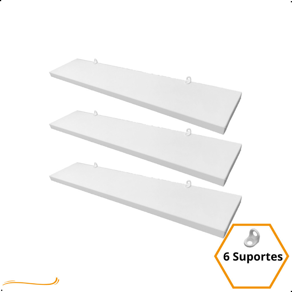 Kit 3 Prateleira Branca 50X10 + Suporte Flutuante Mdf  Organizadora Decoração Cozinha Banheiro Sala em Oferta na Shopee