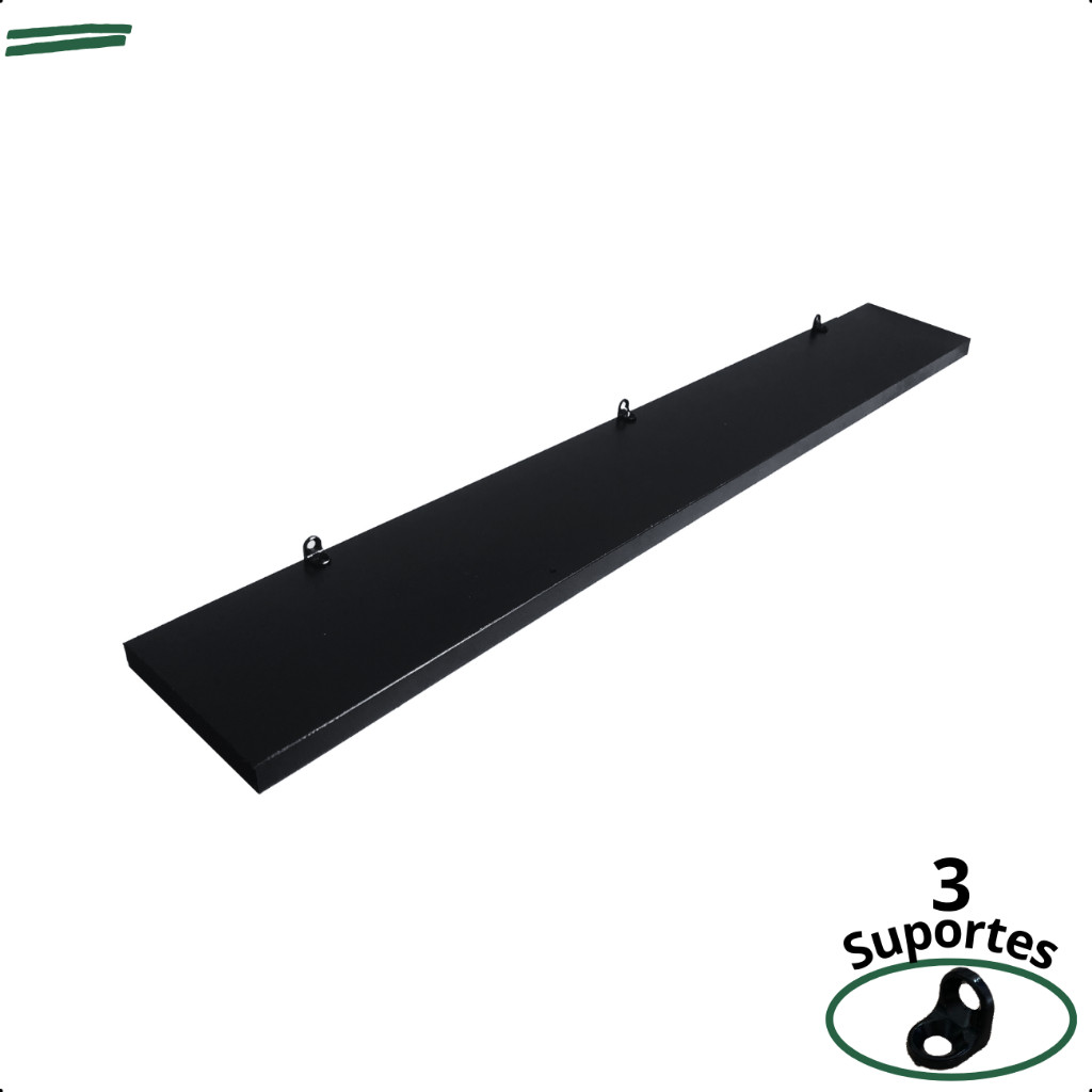 1 Prateleira Preta 70X10 Com Suporte Flutuante Mdf  Organizadora Decoração Cozinha Quarto Banheiro