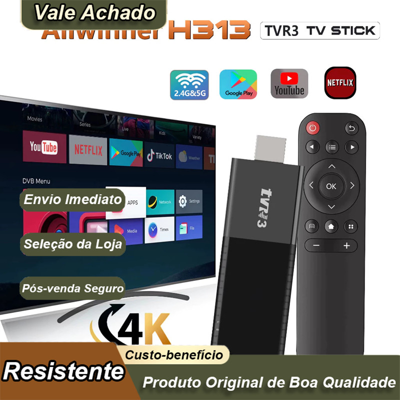 TV Stick Inteligente Android 4K | Transforme Qualquer Em Smart + Aplicativos E Streaming
