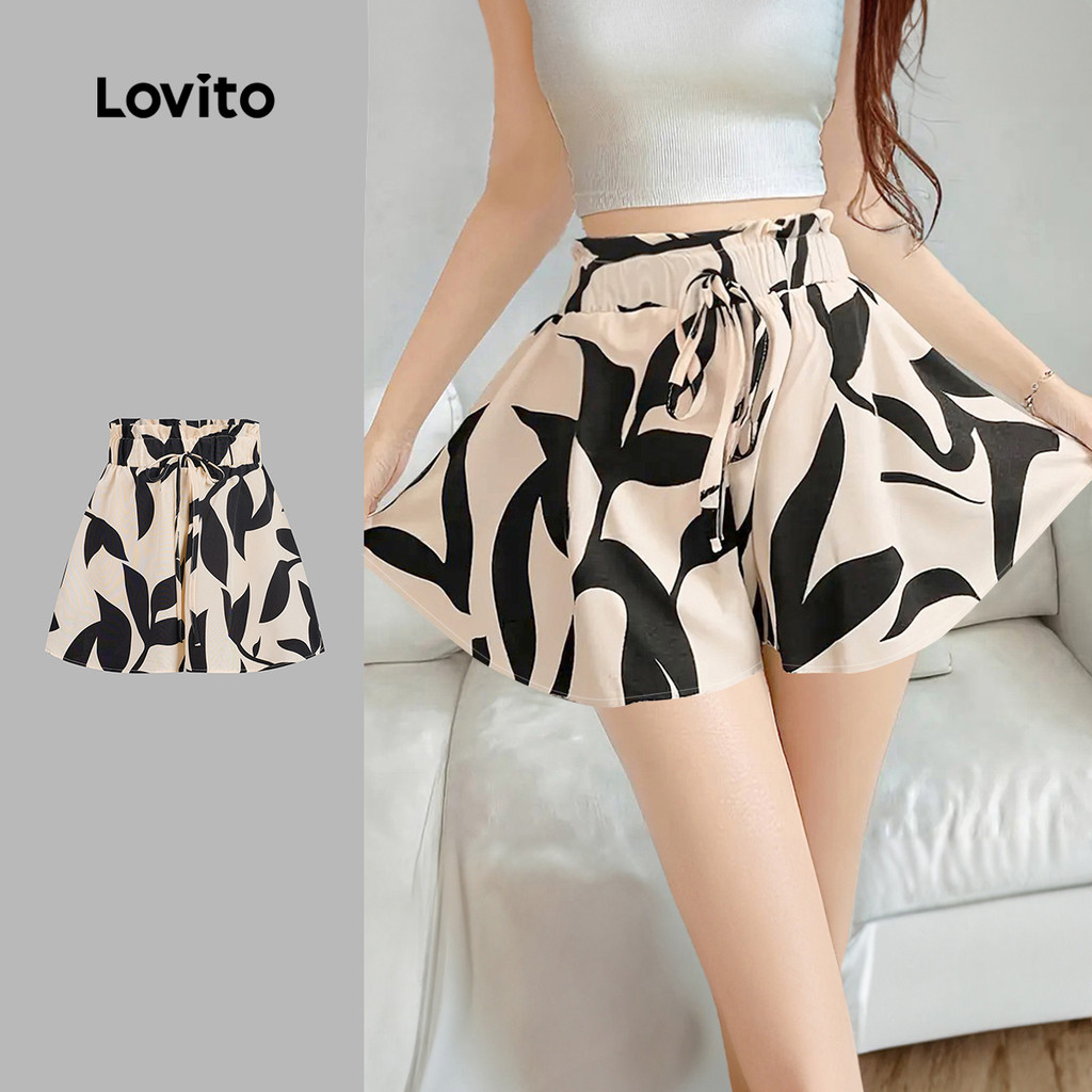 Lovito Shorts Boho com Elástico para Primavera/verão para Mulheres L158ED440 em Oferta na Shopee