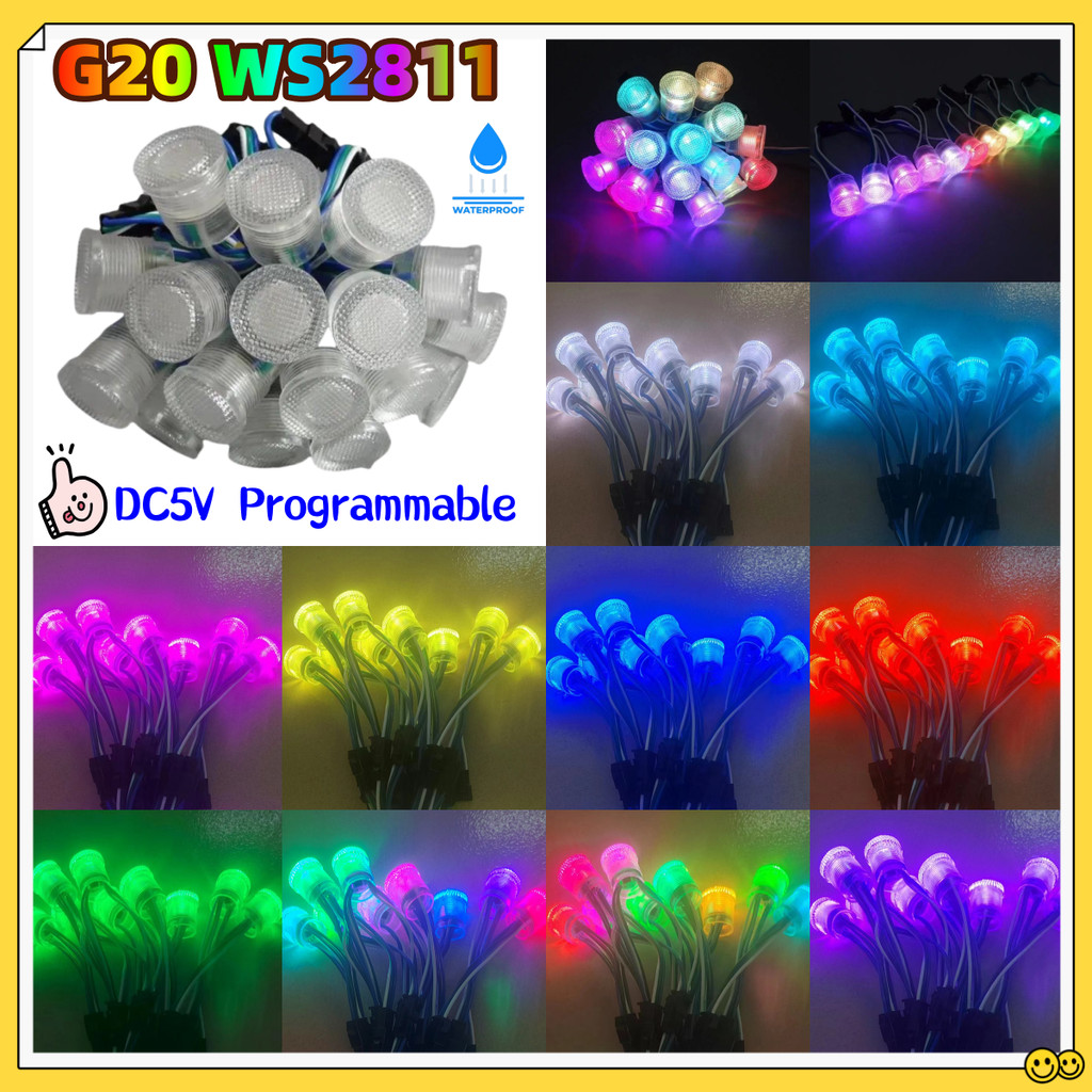 5/10/20 Pçs/Lote Diâmetro 20mm Capa Transparente led Módulo Cordas DC5V Ws2811IC 5050SMD1 RGB Eigital pixel Luzes
