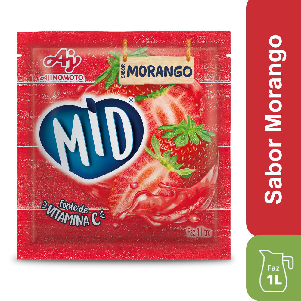 Kit Refresco em Pó MID® Sabor Morango Com 5 Unidades de 20g em Oferta na Shopee