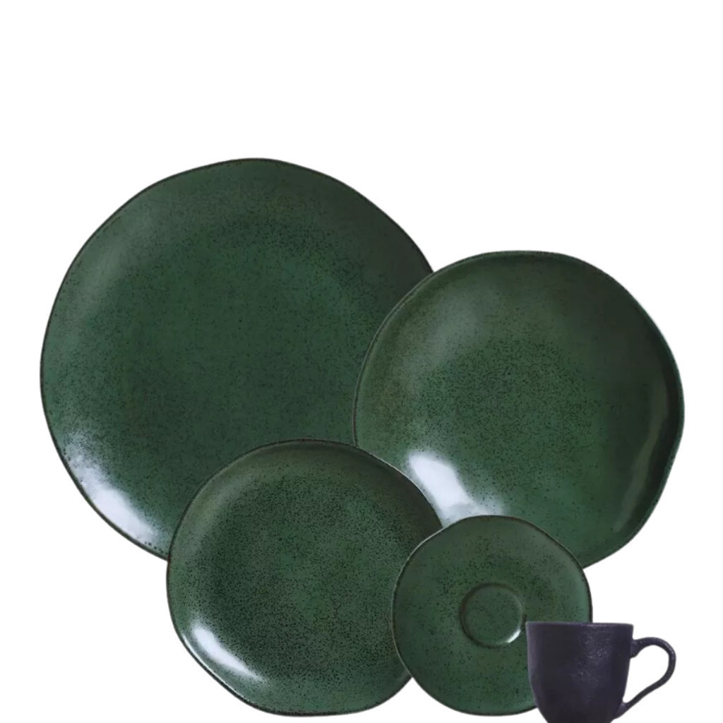 Aparelho de Jantar 30 peças Orgânico Stoneware Arauco Porto Brasil Jantar Buffet Casa +  BRINDE