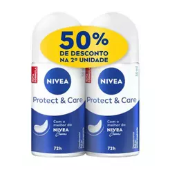 DESODORANTE NIVEA FEMININO ROLL ON PROTECT CARE 2 UNIDADES DE 50ML