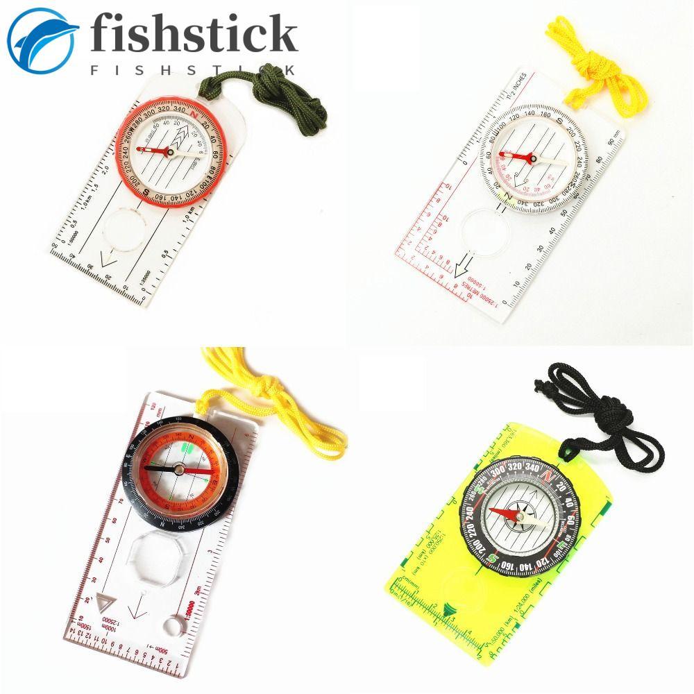 FISHSTICKA Bússola Sobrevivência Na Natureza Equipamento Portátil Ao Ar Livre Pés Medida Transparente À Prova D'água Fer