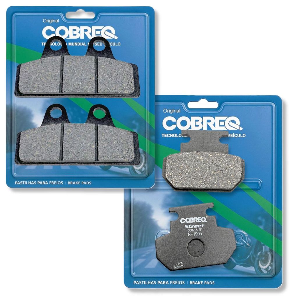Kit Pastilhas de Freio Motochefe X11 X12 X13 X14 X16 S8 S9 / Shineray PT1 PT2 PT3 PT4 PT5 Cobreq
