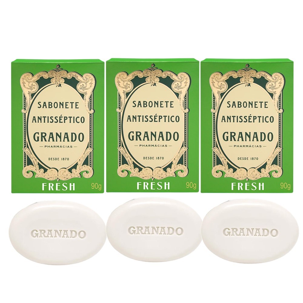 Kit 3 Sabonete Phebo Granado Antisséptico Fresh Anti Acne e Oleosidade em Barra 90g