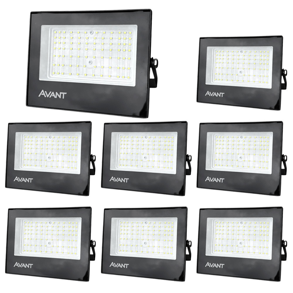 Kit Iluminação 8 Refletor LED Slim100 Avant Luz Branco Frio Bivolt 100W Iluminação Geral
