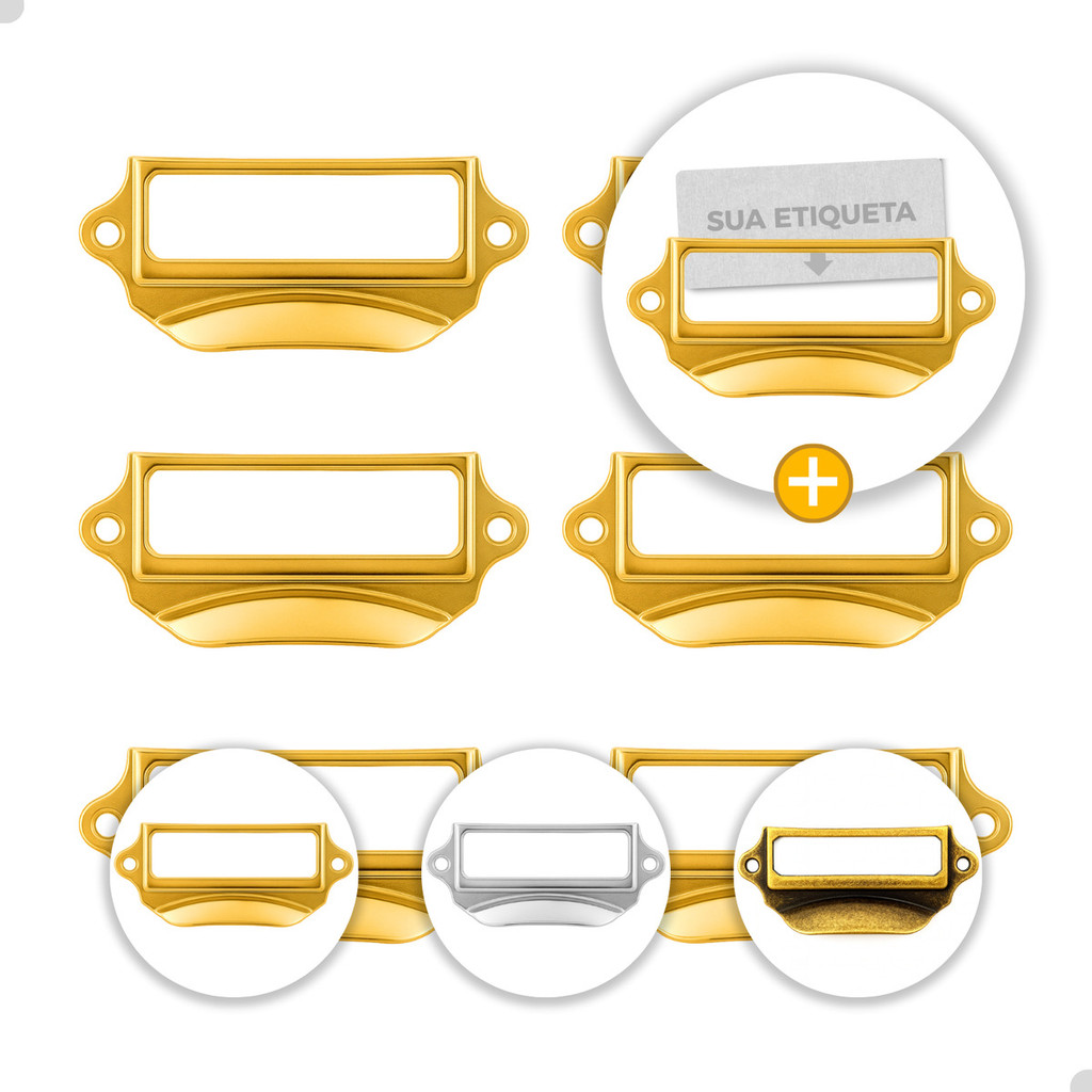 Kit 6 Visor De Etiqueta Metal Caixa Gaveta Identificador