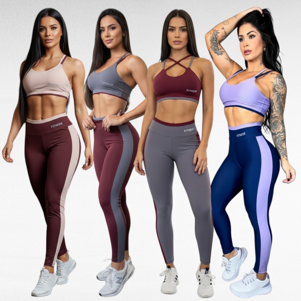 Conjunto para Academia Feminino Bicolor Academia Calça Legging e em Oferta na Shopee