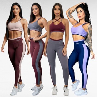 Conjunto para Academia Feminino Bicolor Academia Calça Legging e em Oferta na Shopee