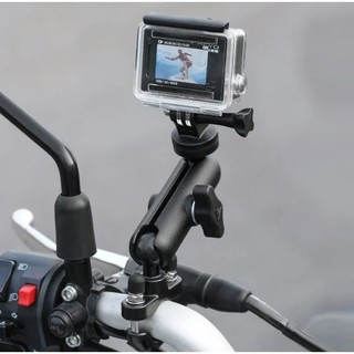 Suporte Guidão Moto Bike para GoPro e Câmeras Ação Ajustável em Duas Direções Articulado Dupla Esférica Fixação Segura