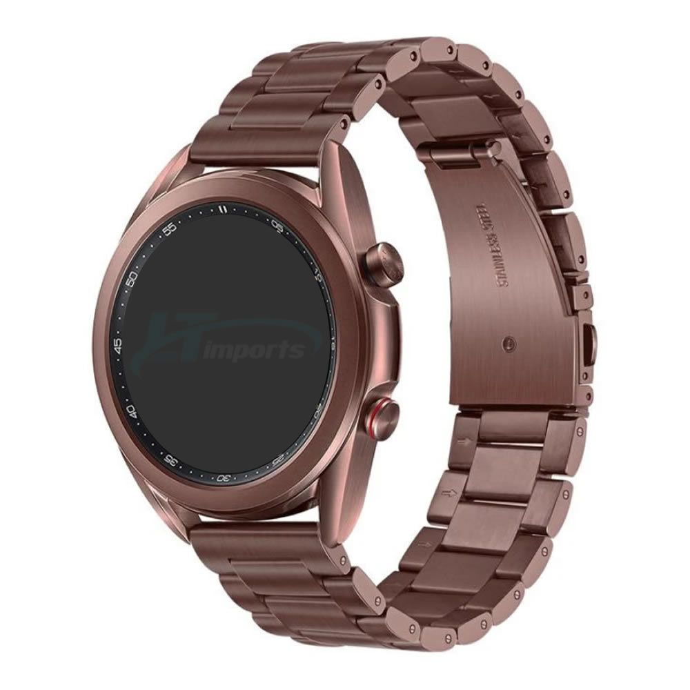 Pulseira 20mm Metal 3 Elos compativel com Samsung Galaxy Watch 3 41mm (Bronze)