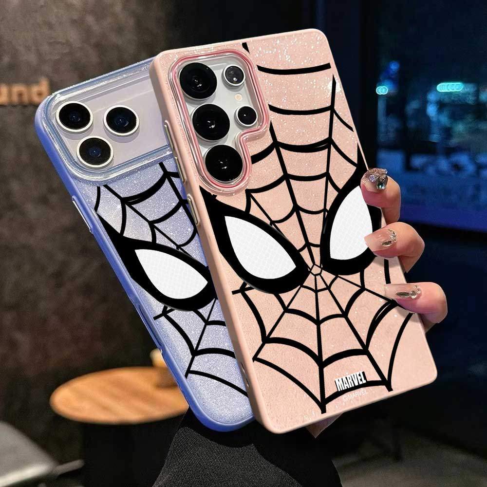 Caso Glitter Para Samsung S26 Ultra S25 S24 Plus S23 FE S22 S21 S20 A17 A07 A06 A15 A16 A56 A36 Homem-Aranha Luxo Capa M