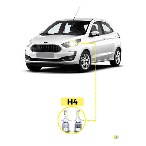 Kit Ultra Led Ford Ka 2016/2019 20000 Lúmens 6500k Principal em Oferta na Shopee