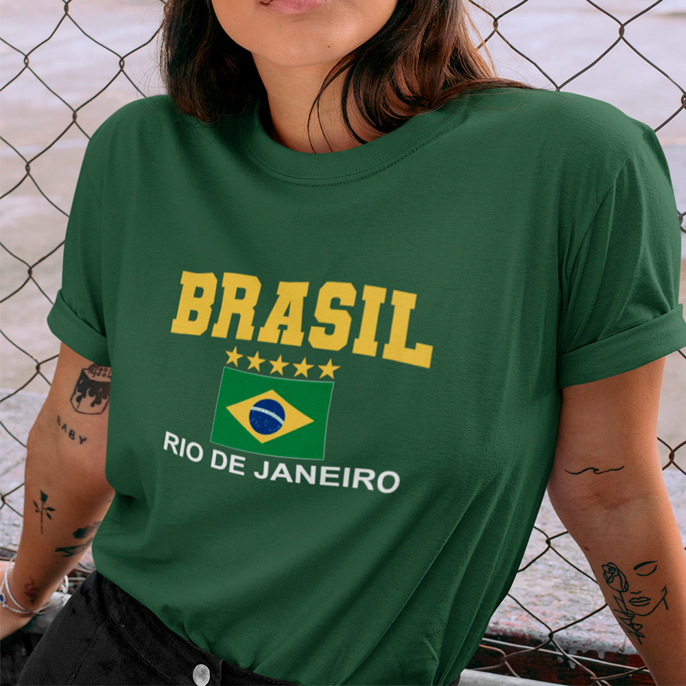 Camiseta Brasil Look Feminino Copa Do Mundo Camisa T-Shirt Blusinha Estilosa Algodão Premium