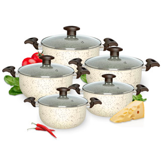 Jg Caçarolas Panela Antiaderente Teflon Marfim Tampa Vidro em Oferta na Shopee