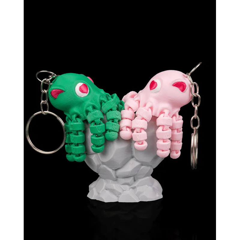 Kit Chaveiros Polvo Articulado E Base Decorativa Verde