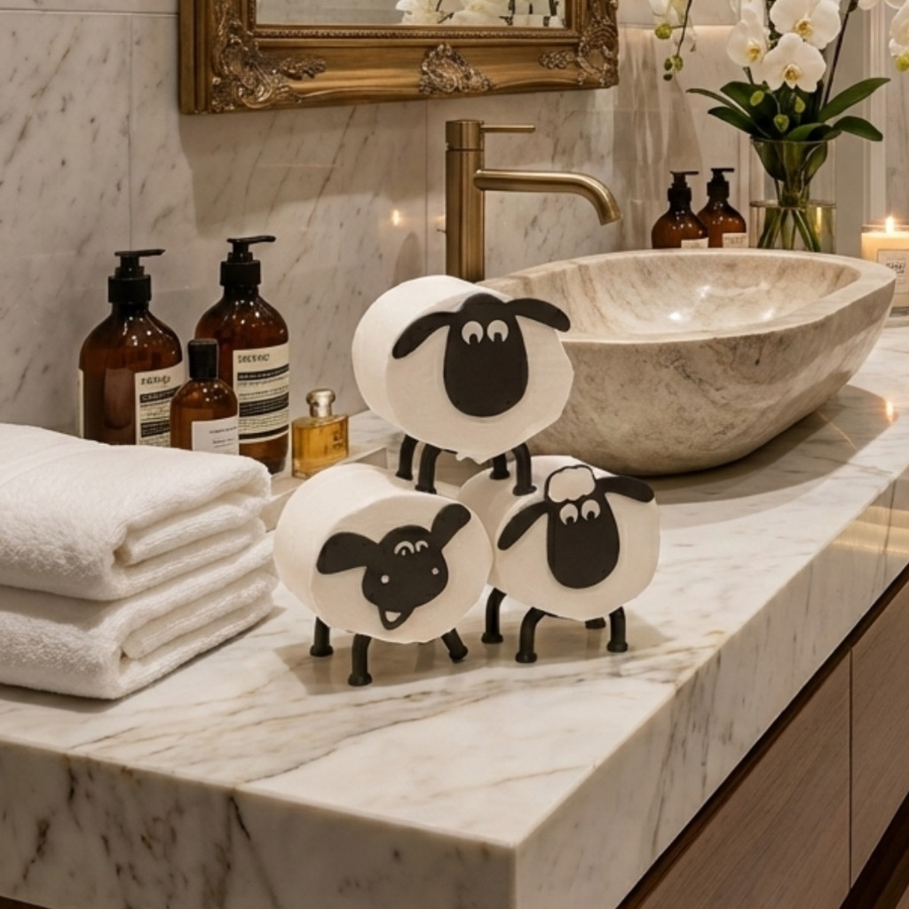 Suporte de Papel Higiênico Shaun Ovelha Carneiro Decoração de Banheiro