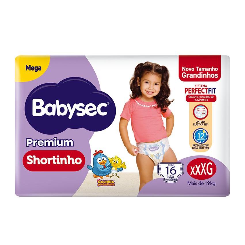 Fralda Babysec Galinha Pintadinha Shortinho Premium Mega XXXG 16 Unidades em Oferta na Shopee