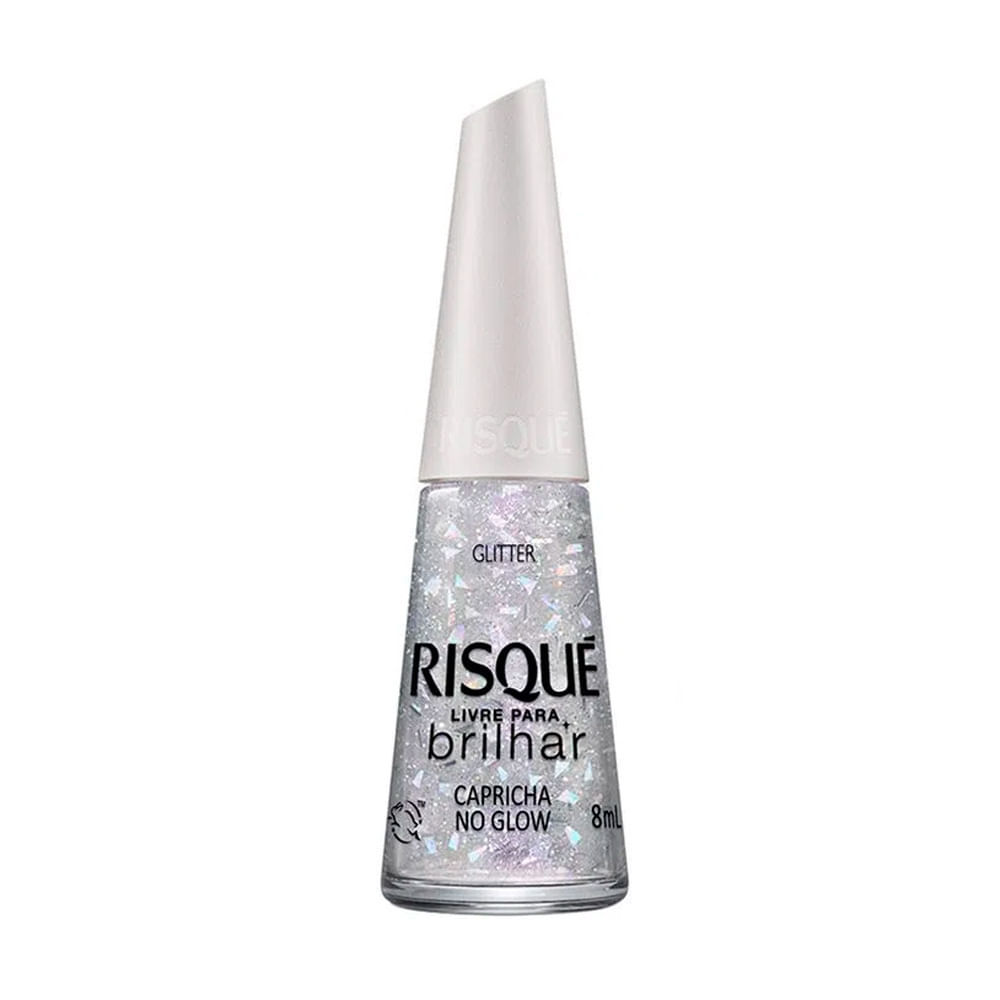 Esmalte Risqué Livre para Brilhar Glitter Prata Cor Capricha no Glow 8ml em Oferta na Shopee