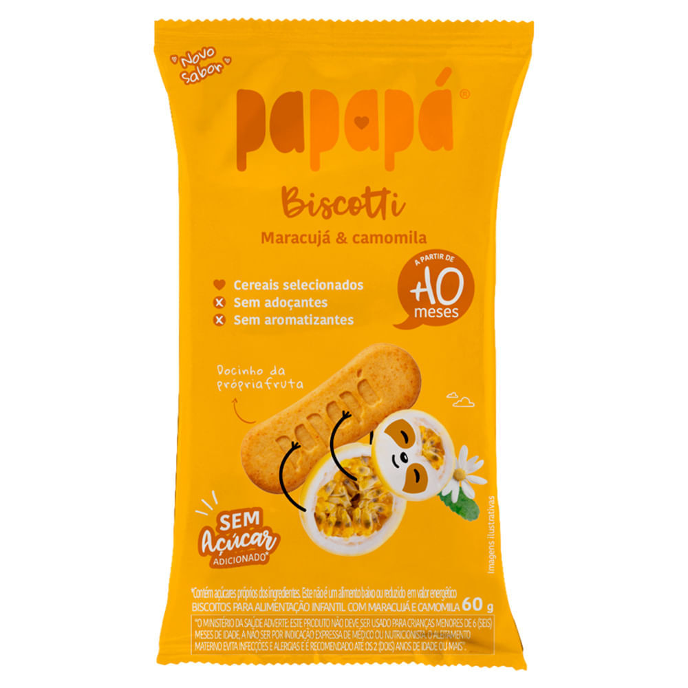 Biscoito Papapá Biscotti Sabor Maracujá e Camomila a Partir de 10 Meses 60g em Oferta na Shopee
