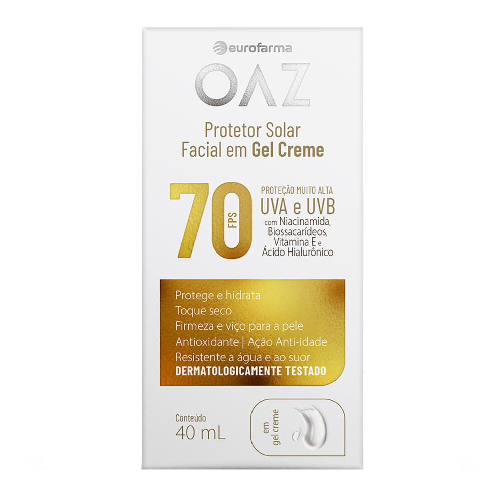 Protetor Solar Facial OAZ Eurofarma FPS 70 Gel Creme 40ml em Oferta na Shopee