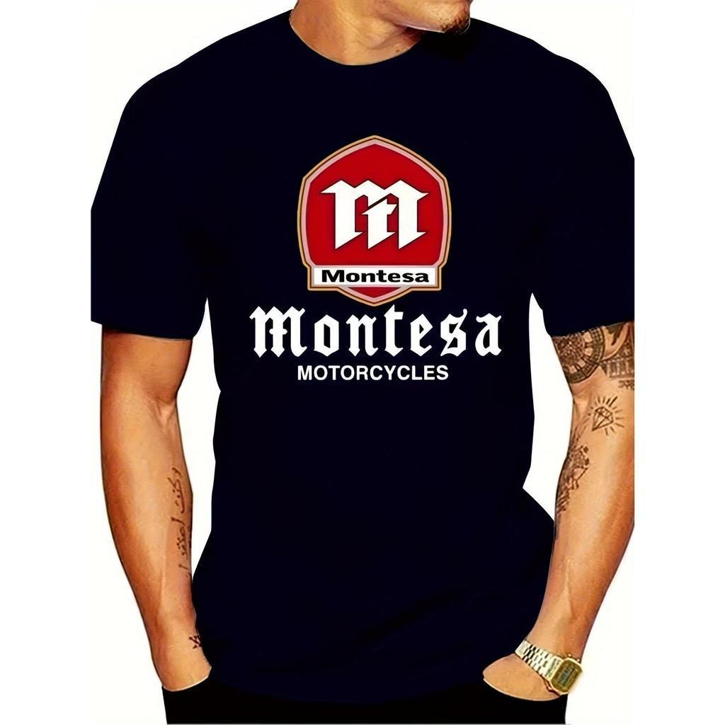 Camiseta Masculina Montesa - Algod?o Azul Marinho com Logo Vermelho e Branco, Corte Regular para Entusiastas de Motocicl