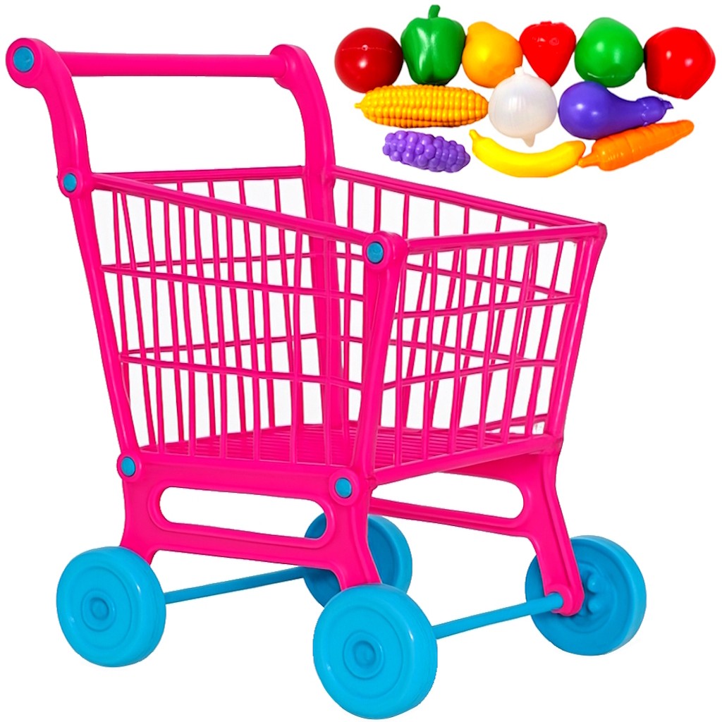 Carrinho de Compras Rosa p/ Super Market + Frutas Legumes em Oferta na Shopee