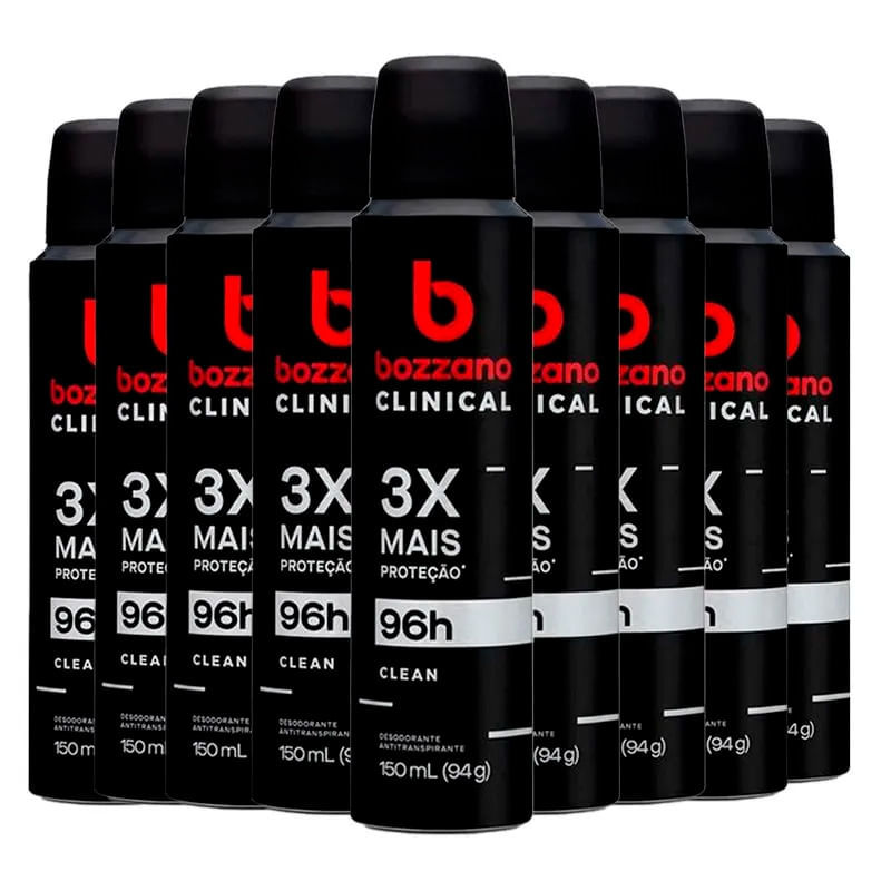Kit Desodorante Aerosol Bozzano Clinical Clean 150ml - 9 unidades em Oferta na Shopee