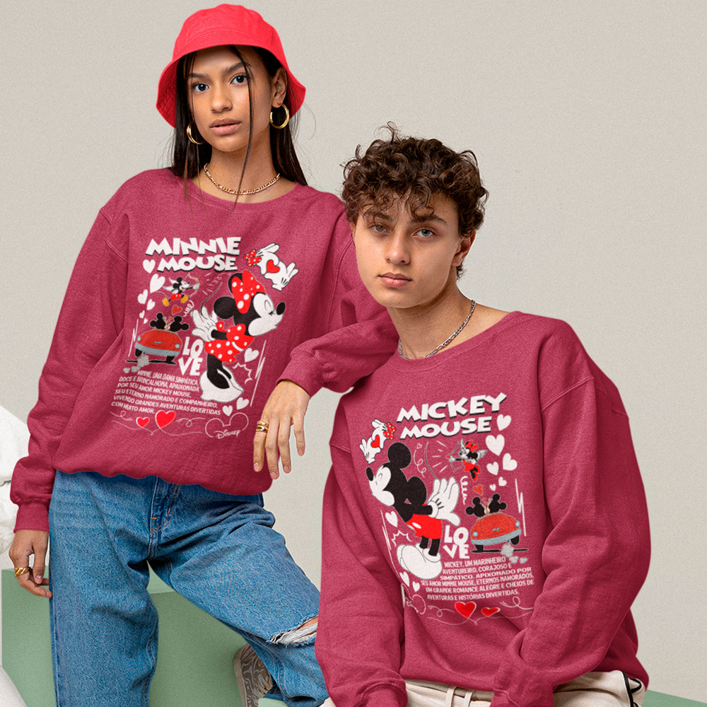 Moletom kit Casal Mickey Mouse E Minnie Namorados Personagens Blusa De Frio Gola Careca