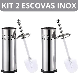 Kit 2 Escova Sanitária Vaso Inox Sanitário com Suporte Aço Limpeza