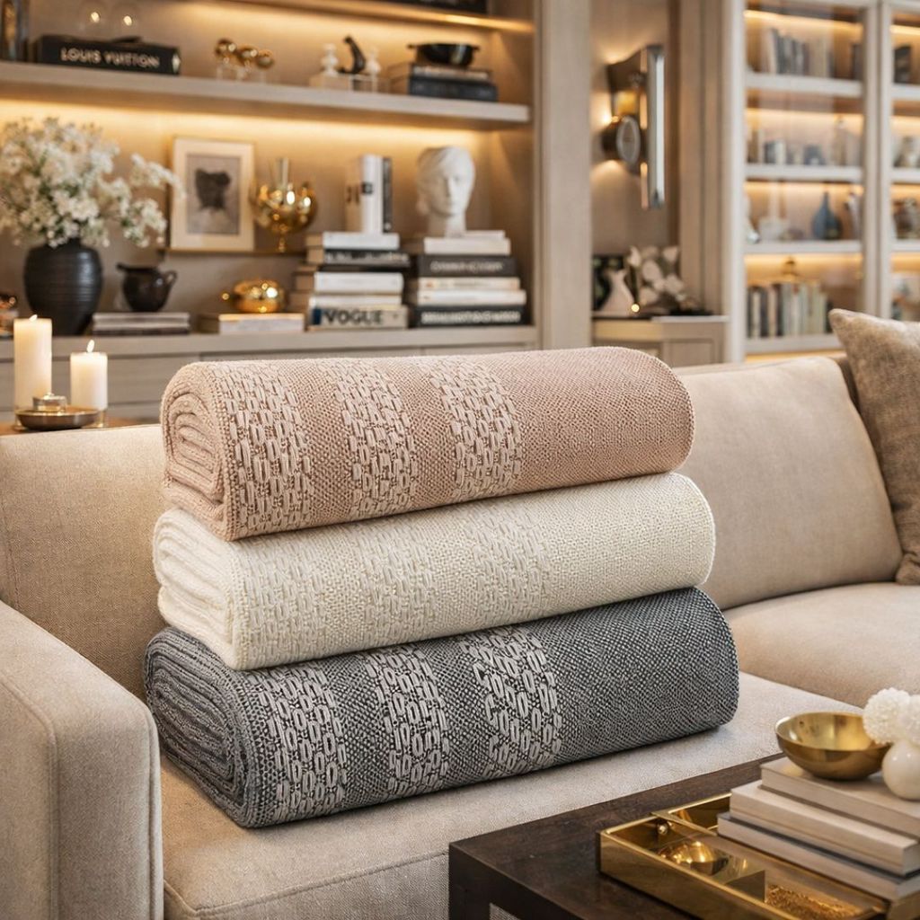 Manta Sofa Algodão Ravena 2,40X1,80m Tecido Macio Lavável Estilo Moderno para Sala Quarto