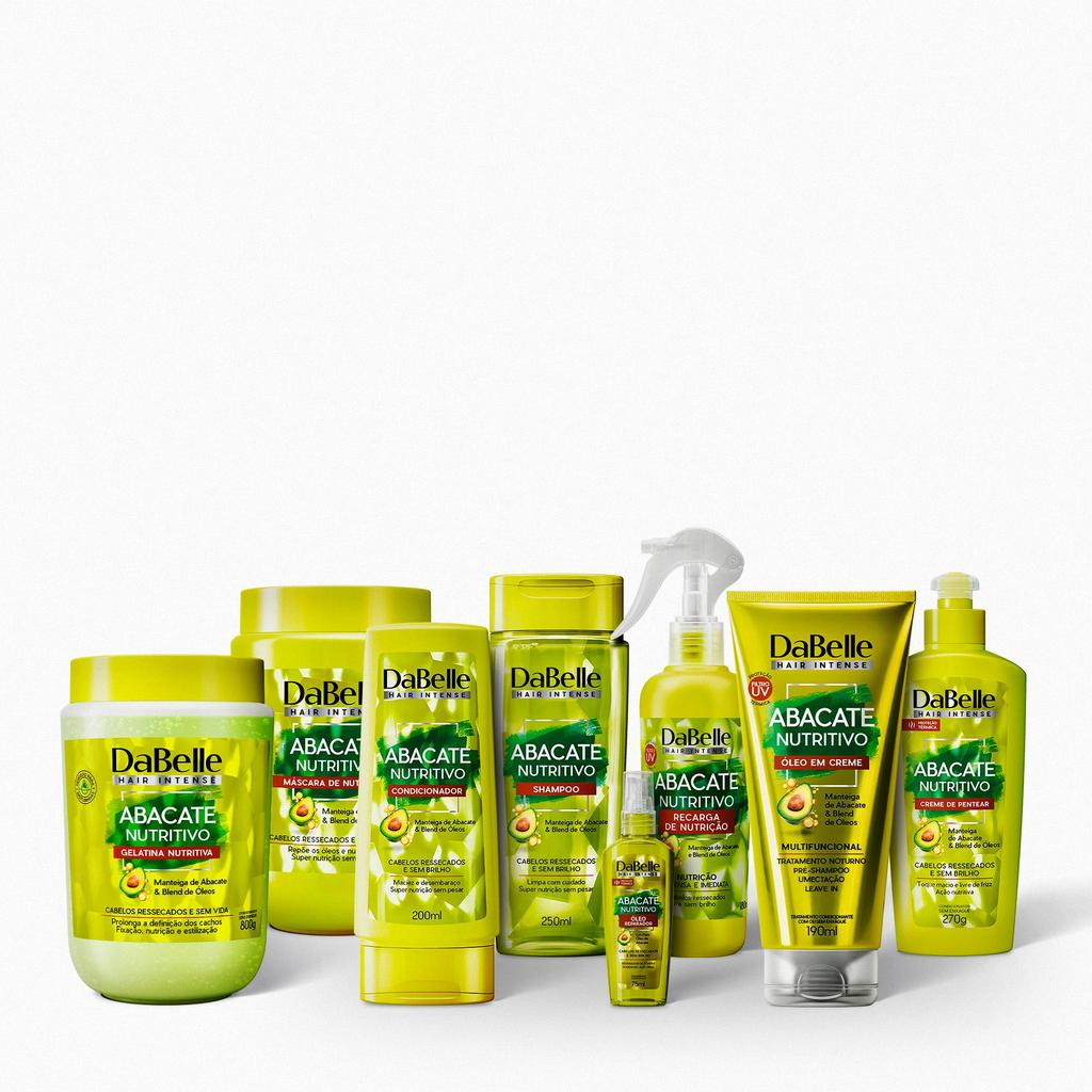 Kit Abacate Nutritivo Dabelle Hair + Gelatina 800g - 8 Produtos