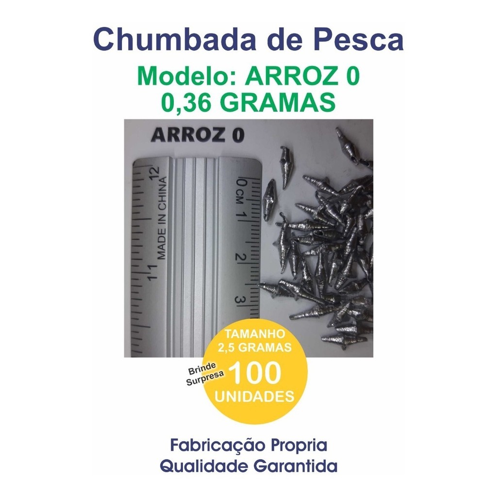 Kit Chumbada Arroz 0,36 Grs 100 Unidades - Chumbada Arroz 0