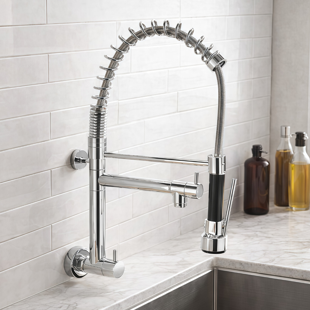 Torneira Gourmet Cozinha Parede Extensor Flexivel Monocomando Cromada