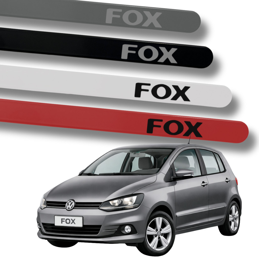Jogo de Friso Lateral Fox Ponta Redonda Grafia Cores Volks Protetor de Porta
